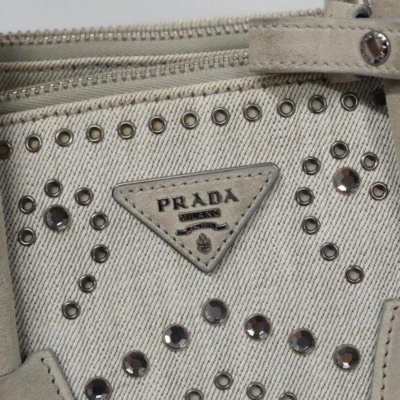 PRADA Bijoux Hand Bag Canvas 2way Gray Auth 113442 - Picture 12 of 16
